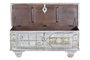 GINER Y COLOMER - Bahut en bois de manguier finition blanc vieilli avec appliques bronze - 46 x 116 x 40 cm (LxHxP)